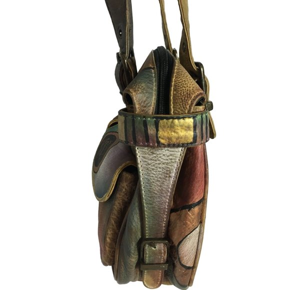 Anuschka NEVER USED Handpainted Leather Buckle Shoulder Bag Southwest - Picture 9 of 13